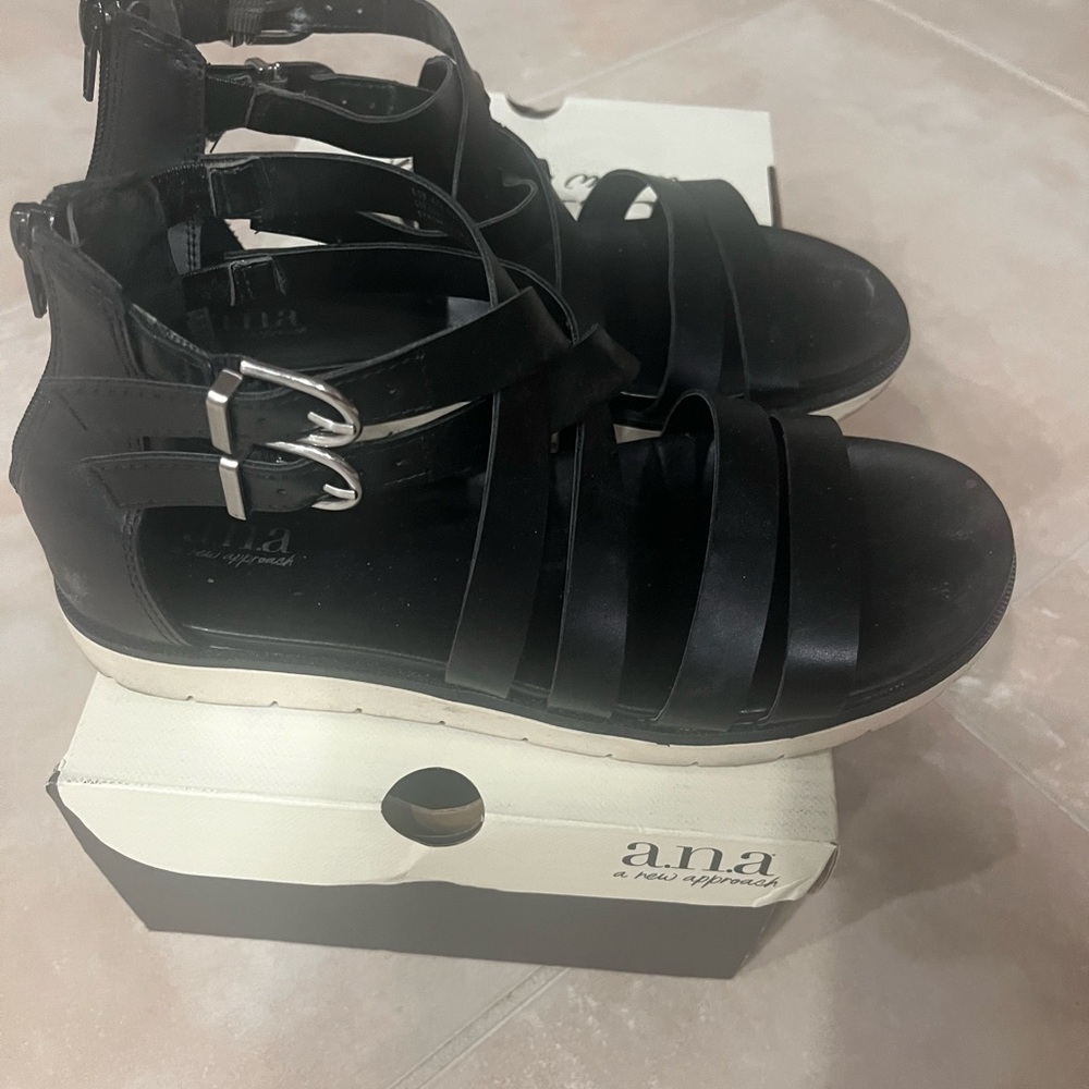 a.n.a Black Strappy Sandals